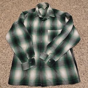 Green Plaid Casual Button Down Shirt